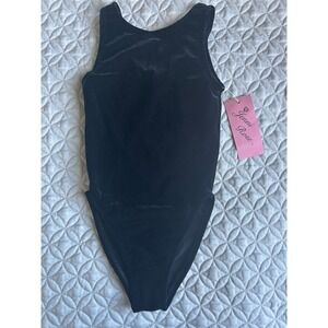 Vintage Jenni Rose Stone Wear Black Velvet Leotard Bodysuit Girls Size 4-6 NWT